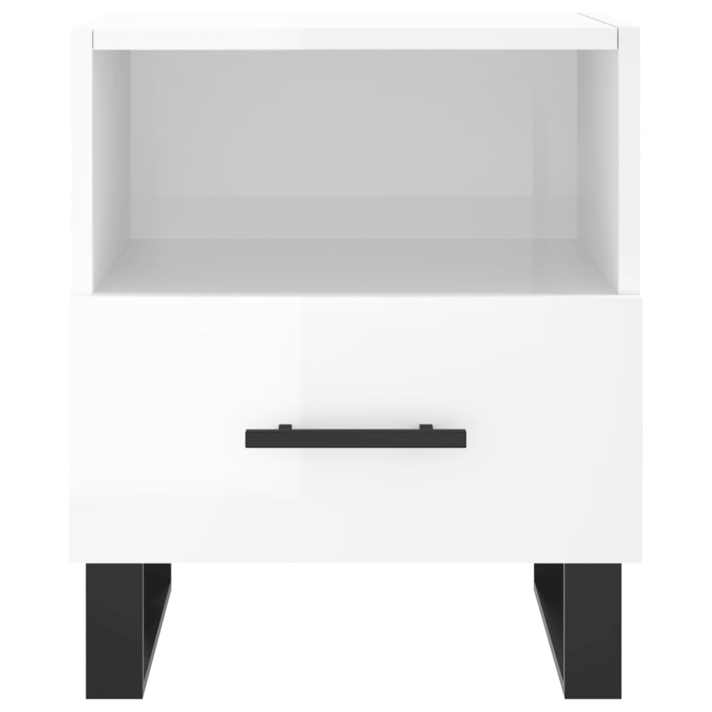 Sengeborde 2 stk Højglans hvid 40x35x47,5 cm træmateriale