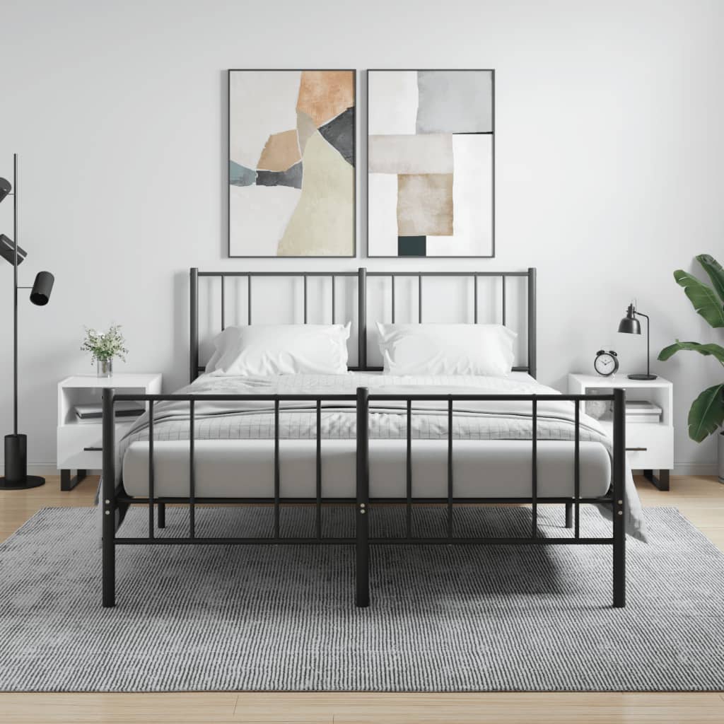 Sengeborde 2 stk Højglans hvid 40x35x47,5 cm træmateriale