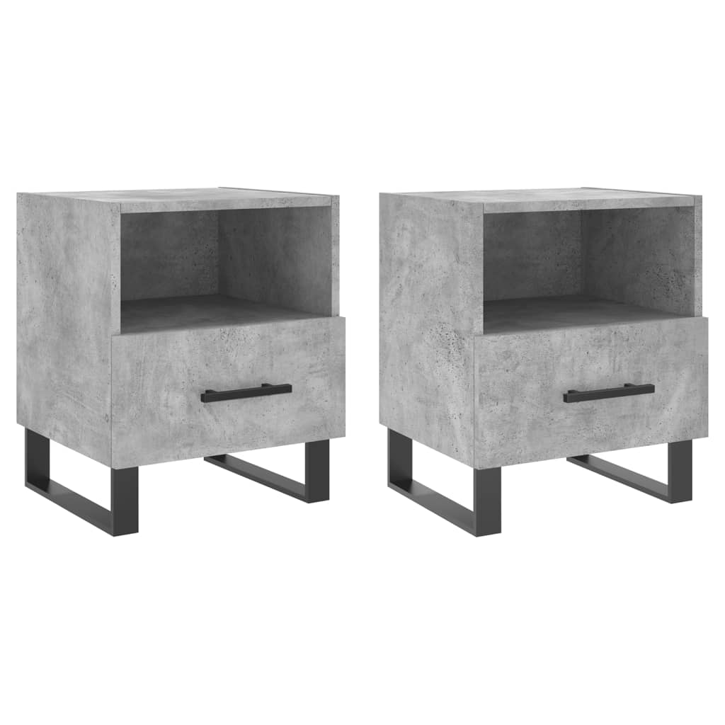Sengeborde 2 stk Betongrå 40x35x47,5 cm træmateriale
