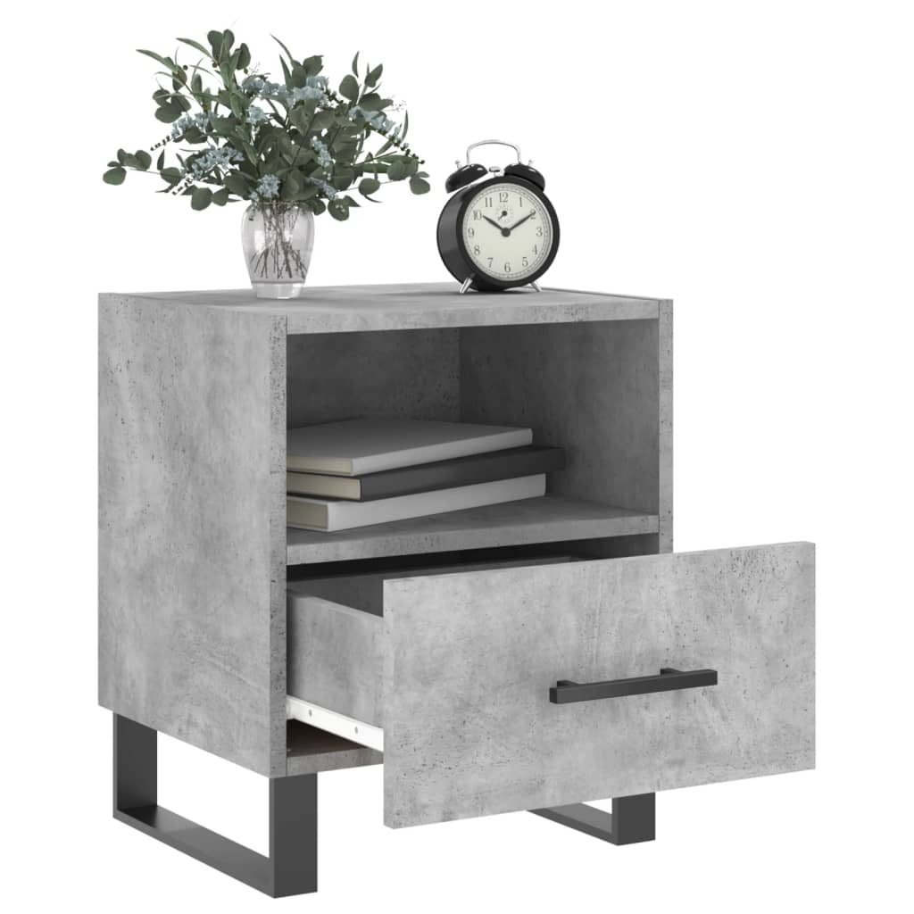 Sengeborde 2 stk Betongrå 40x35x47,5 cm træmateriale