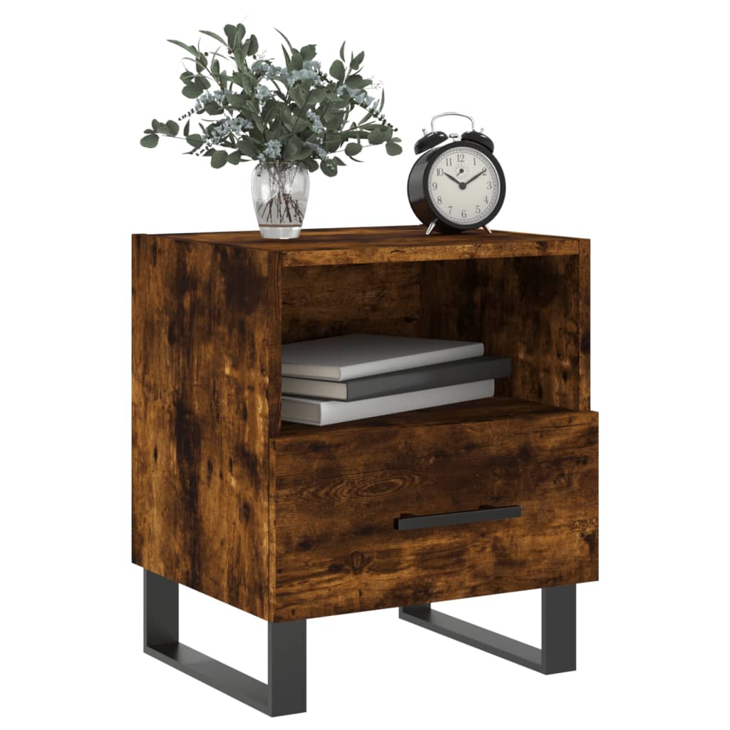 Sengeborde 2 stk Røget eg 40x35x47,5 cm træmateriale