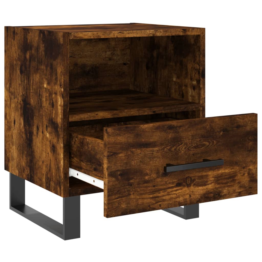 Sengeborde 2 stk Røget eg 40x35x47,5 cm træmateriale