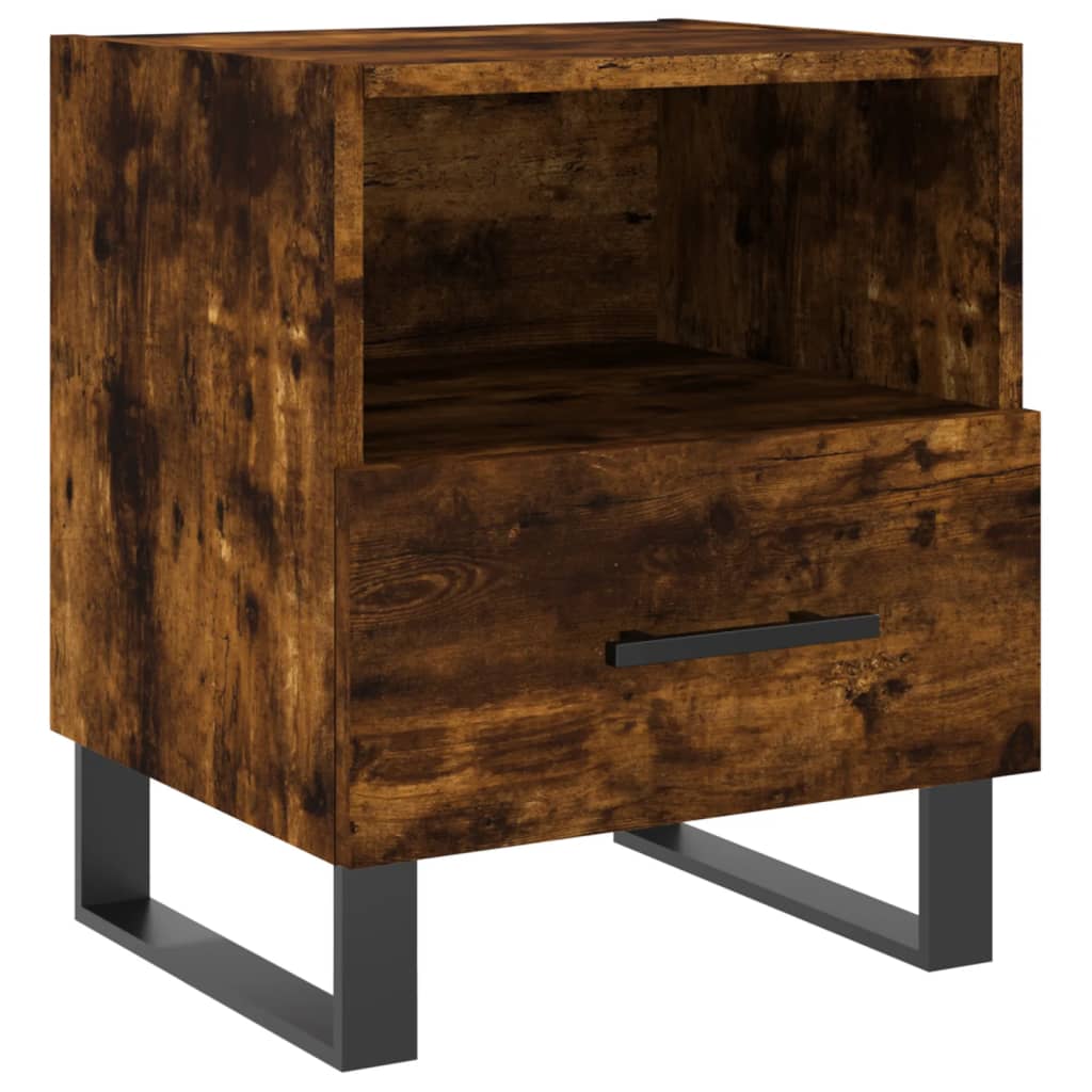 Sengeborde 2 stk Røget eg 40x35x47,5 cm træmateriale