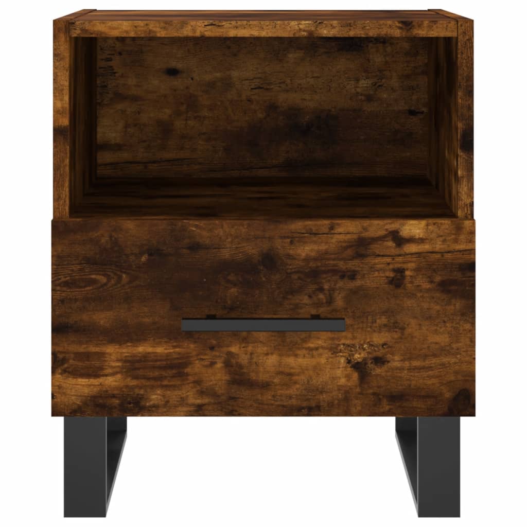 Sengeborde 2 stk Røget eg 40x35x47,5 cm træmateriale