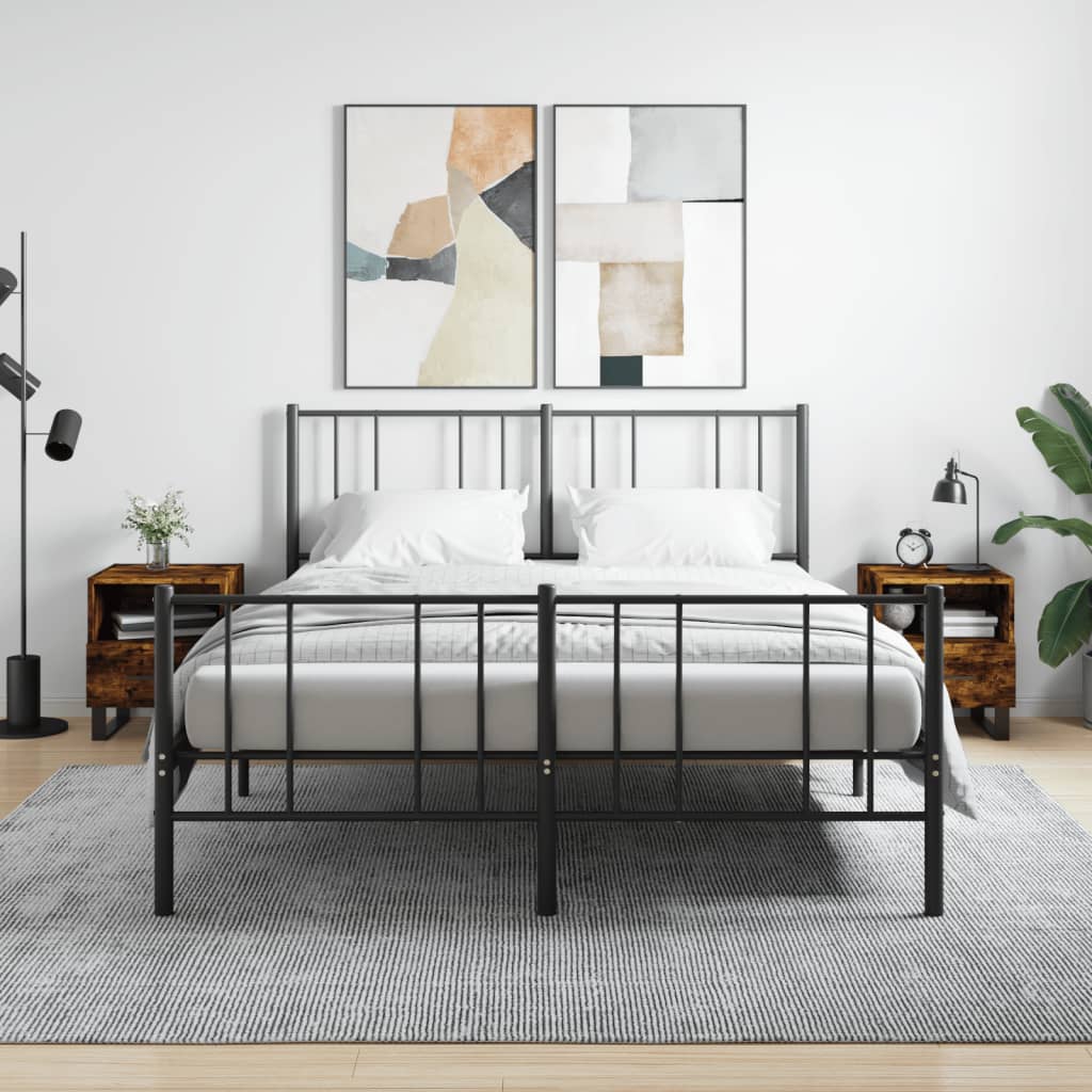 Sengeborde 2 stk Røget eg 40x35x47,5 cm træmateriale