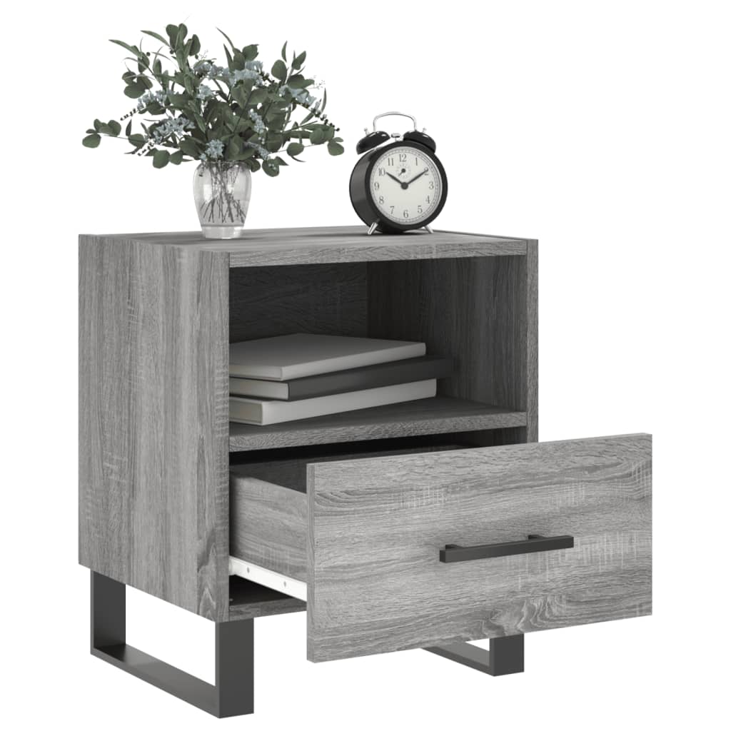 Sengeborde 2 stk Grå Sonoma 40x35x47,5 cm træmateriale