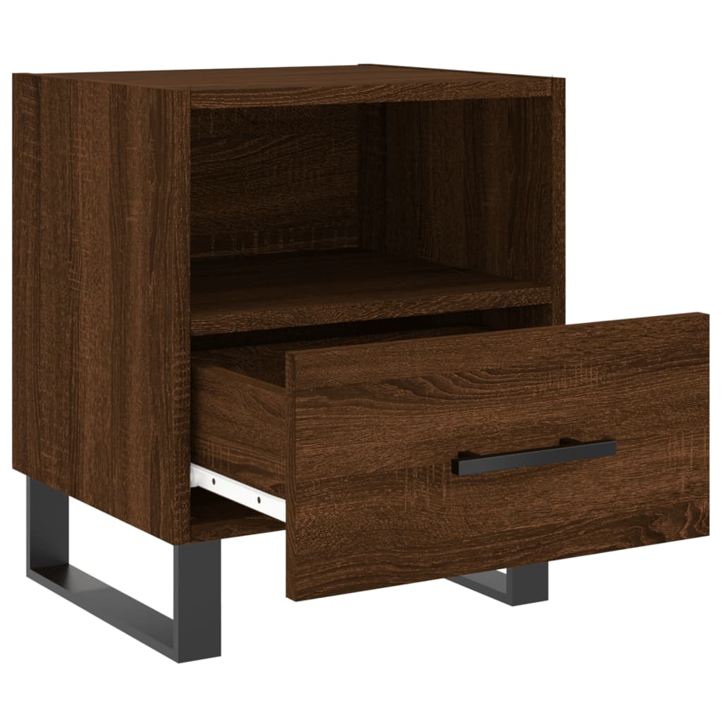 Sengeborde 2 stk. Brun eg look 40x35x47,5cm træmateriale