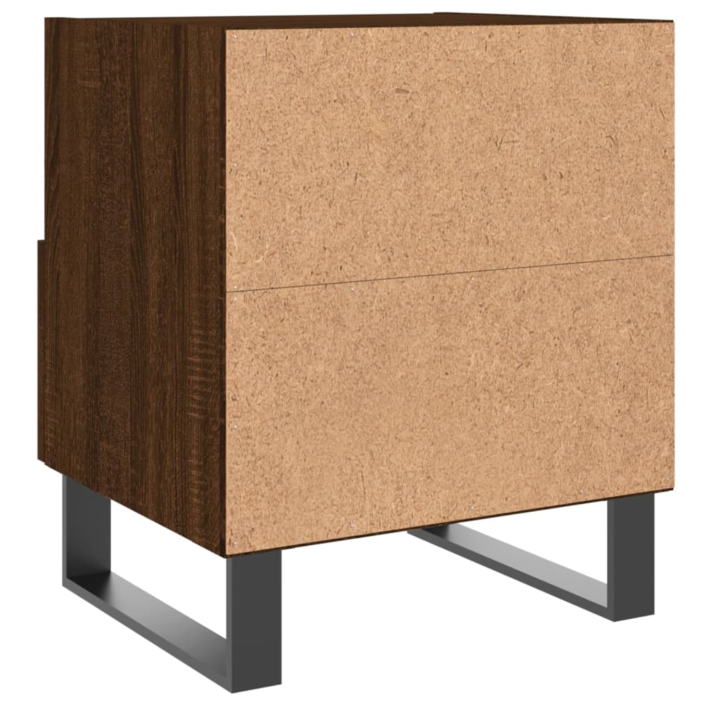 Sengeborde 2 stk. Brun eg look 40x35x47,5cm træmateriale