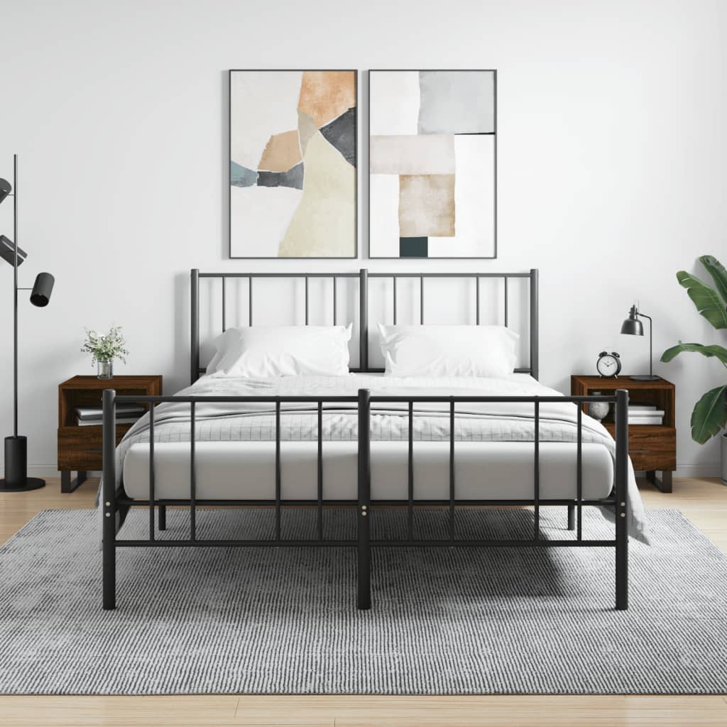 Sengeborde 2 stk. Brun eg look 40x35x47,5cm træmateriale