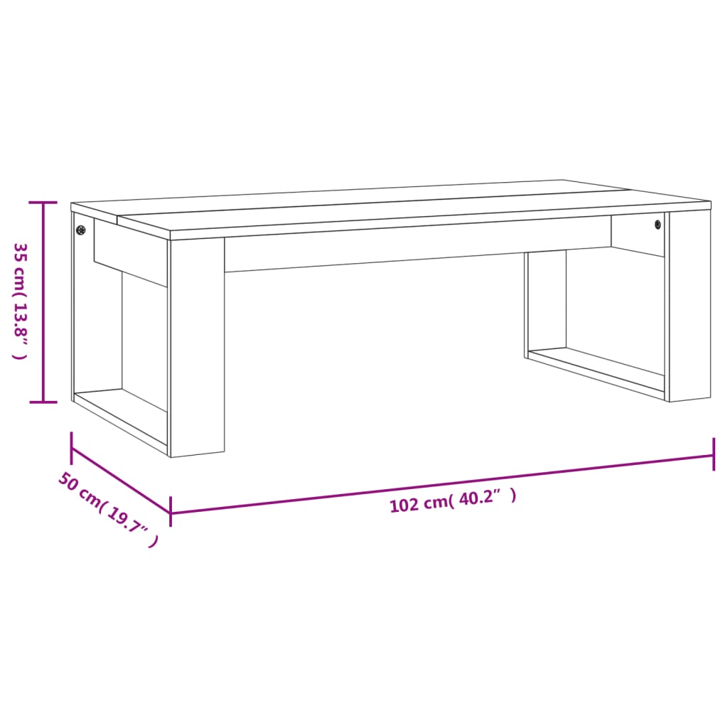 Sofabord Hvid 102x50x35 cm Træ Materiale