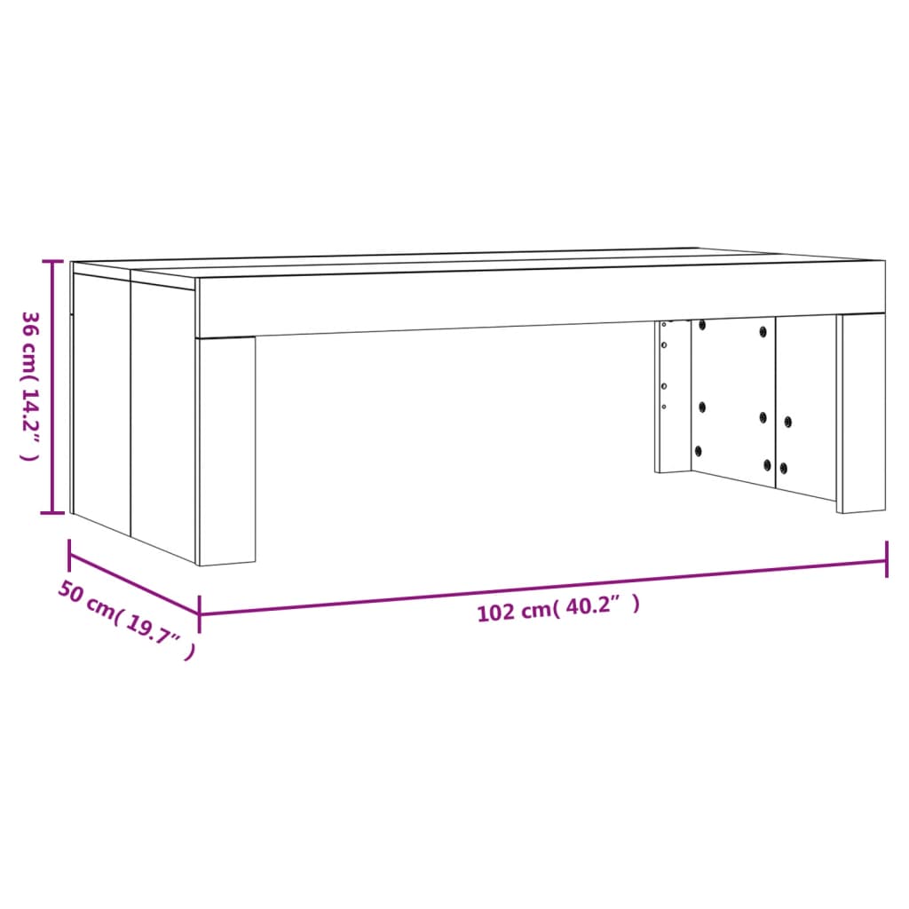 Sofabord Hvid 102x50x36 cm Træ Materiale