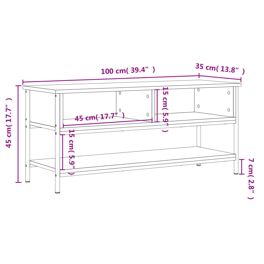 TV-skab Sort 100x35x45 cm Træ Materiale