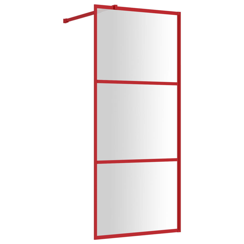 Brusevæg til bruseniche med ESG klart glas rød 80x195 cm