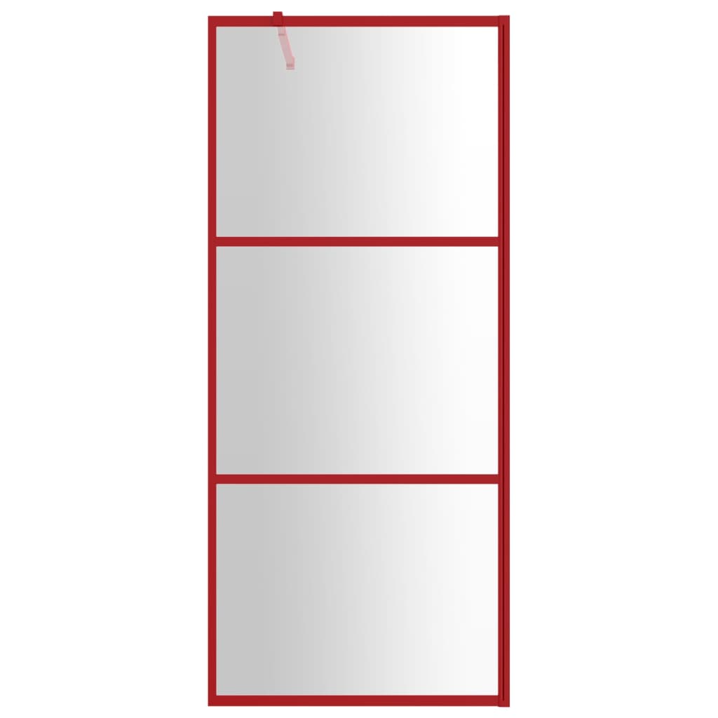 Brusevæg til bruseniche med ESG klart glas rød 80x195 cm