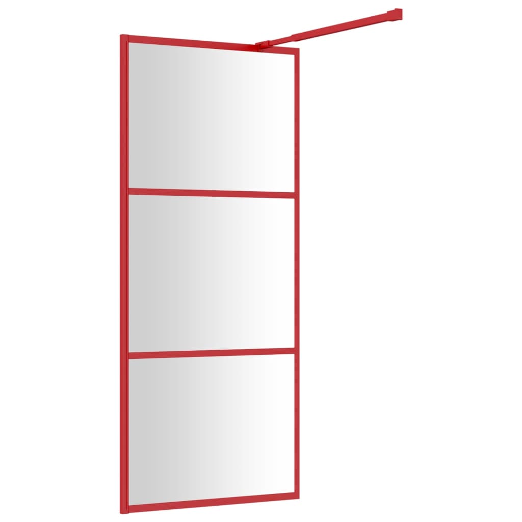 Brusevæg til bruseniche med ESG klart glas rød 80x195 cm