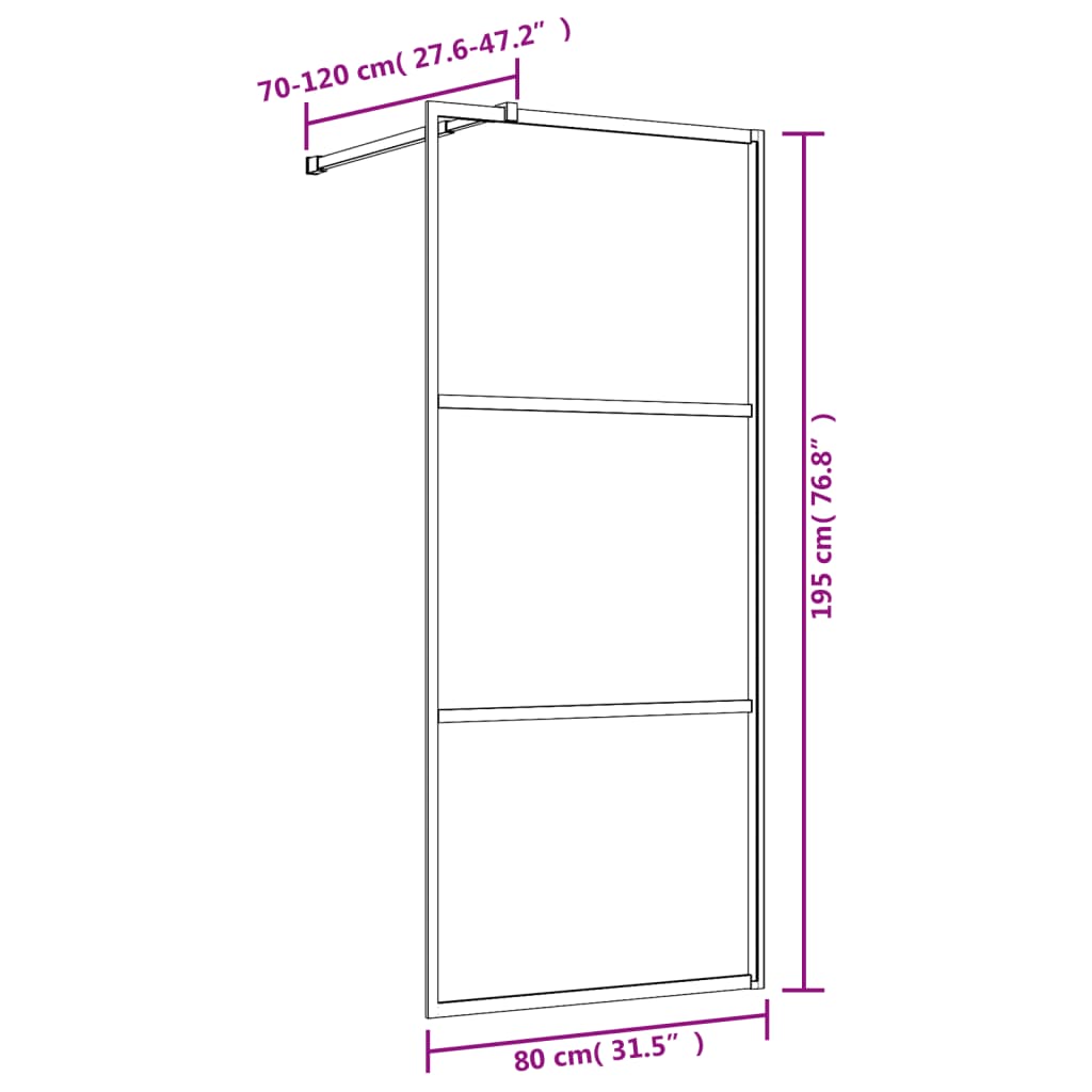 Brusevæg til bruseniche med ESG klart glas rød 80x195 cm
