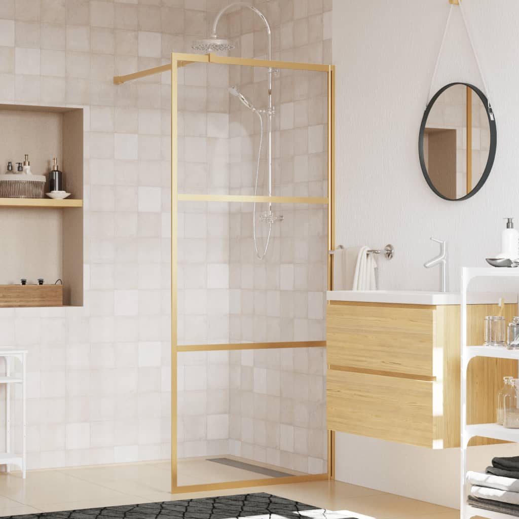 Brusevæg til bruseniche med ESG klart glas Gyldent 80x195cm