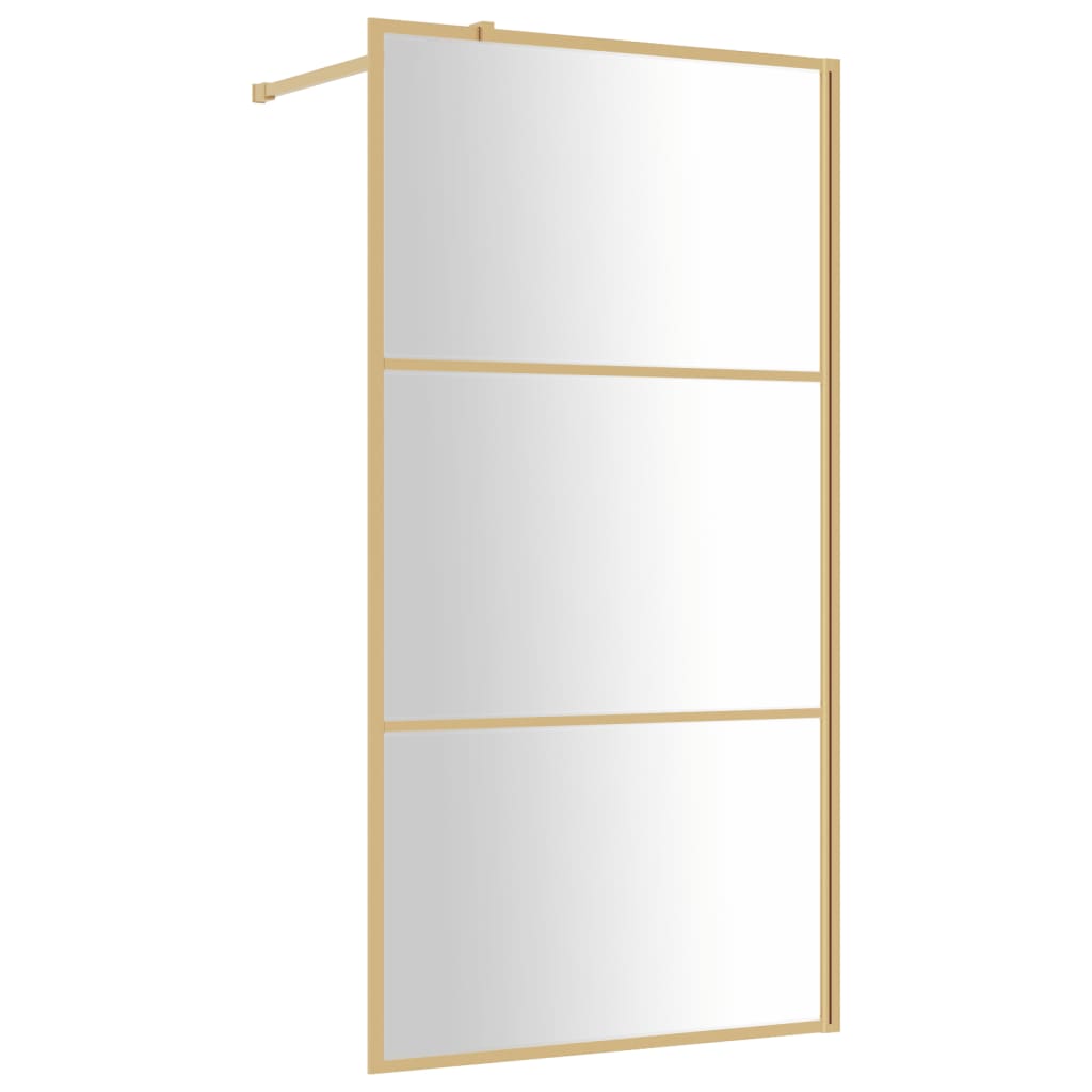 Bruseafskærmning til bruseniche ESG klart glas gyldent 100x195cm