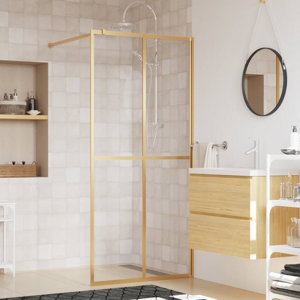 Brusevæg til bruseniche med ESG klart glas Gyldent 90x195cm
