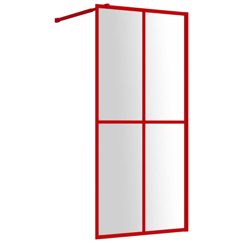 Brusevæg til bruseniche med ESG klart glas rød 100x195 cm