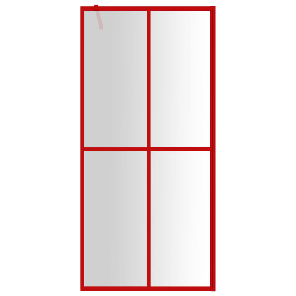 Brusevæg til bruseniche med ESG klart glas rød 100x195 cm