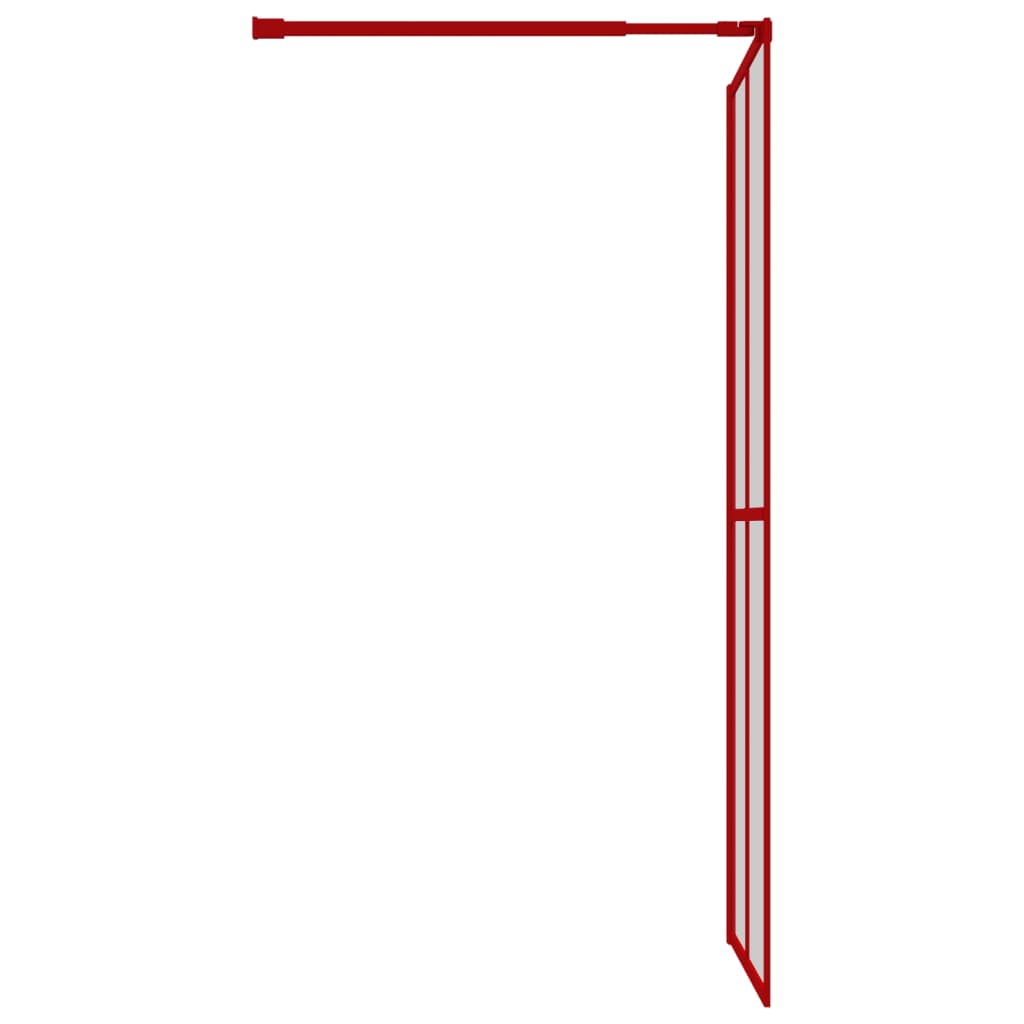 Brusevæg til bruseniche med ESG klart glas rød 100x195 cm