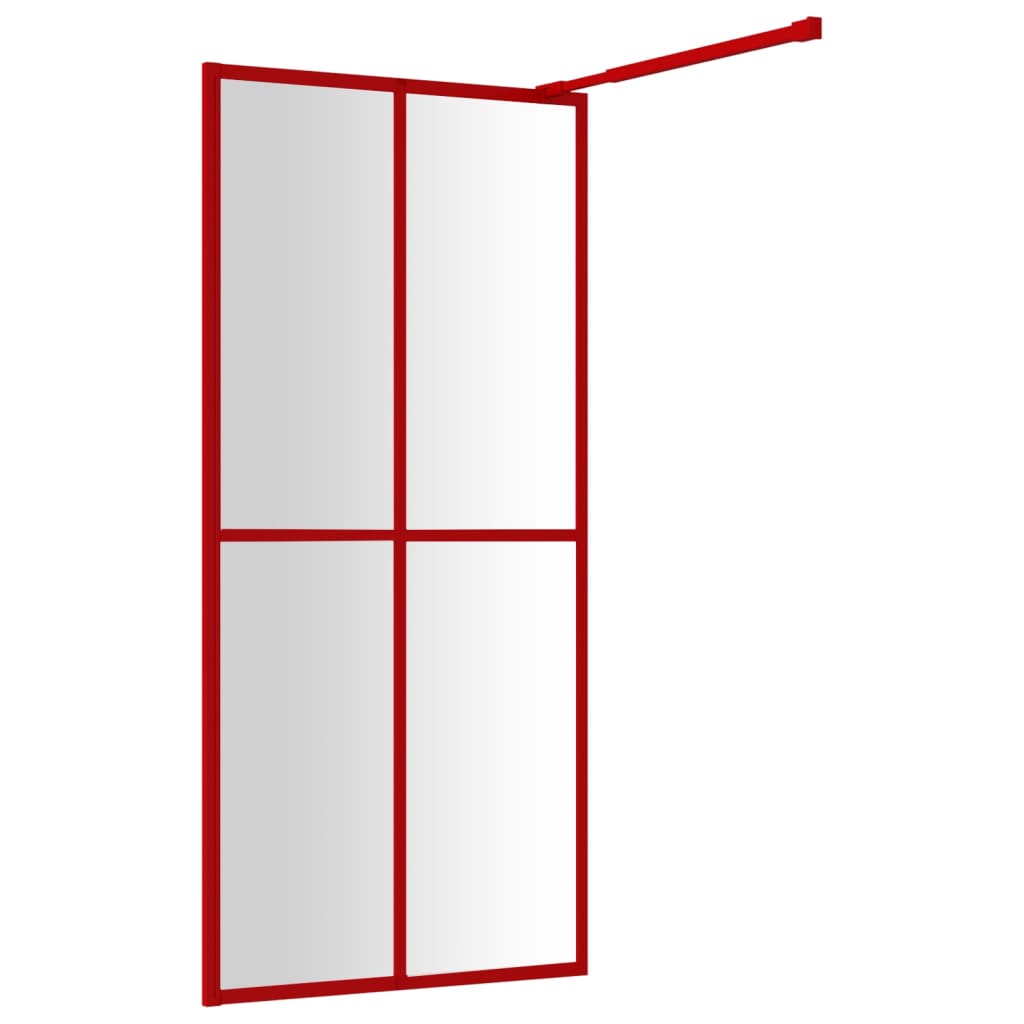 Brusevæg til bruseniche med ESG klart glas rød 100x195 cm