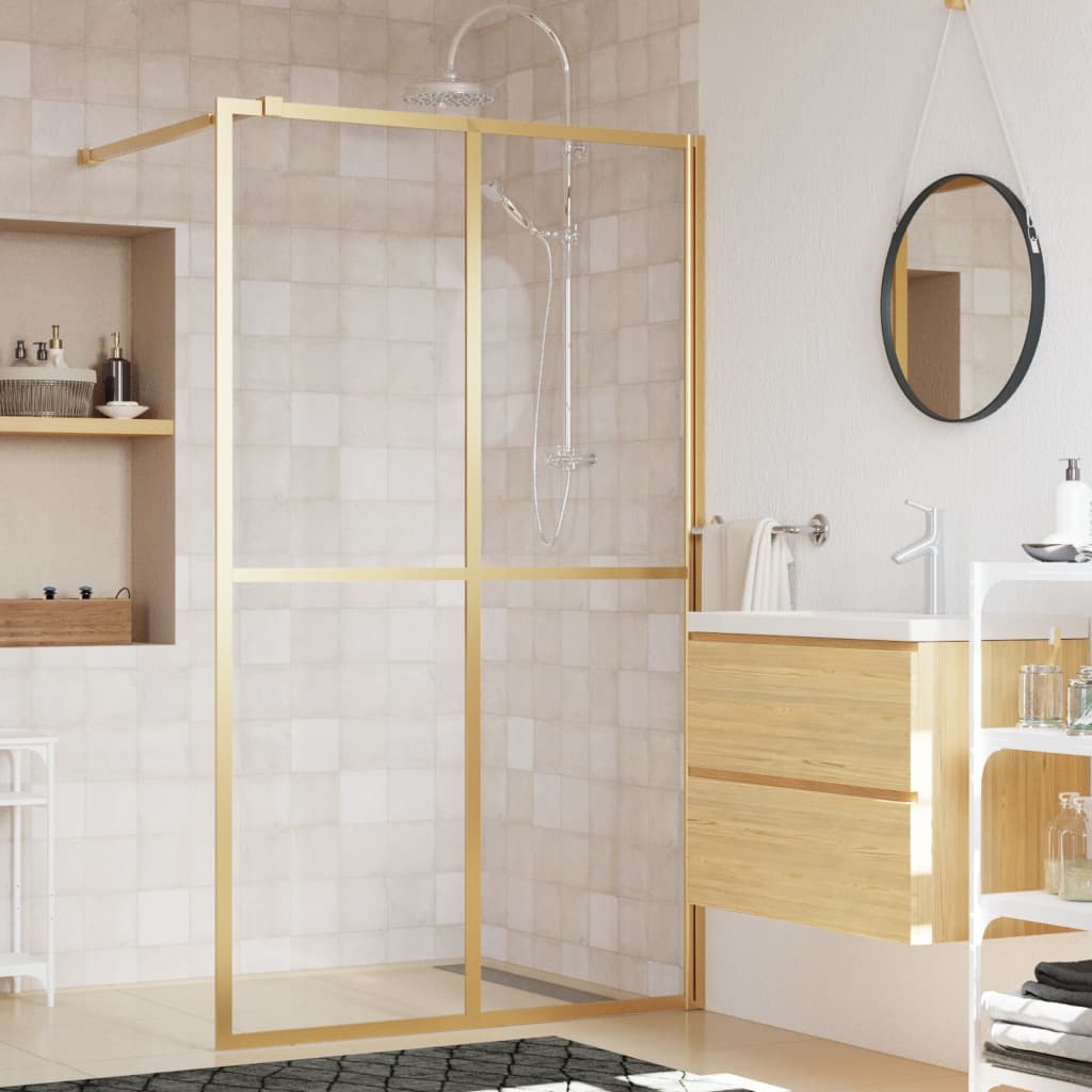 Brusevæg til bruseniche ESG klart glas Gyldent 140x195cm