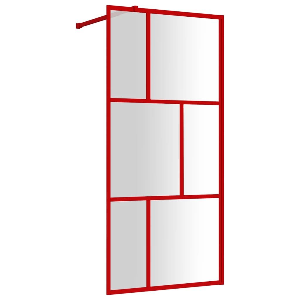 Brusevæg til bruseniche med ESG klart glas rød 90x195 cm