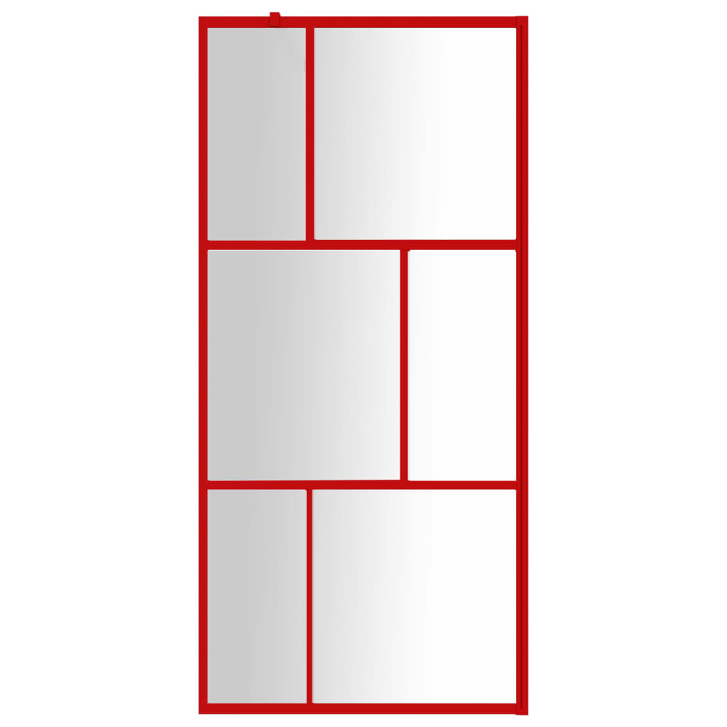 Brusevæg til bruseniche med ESG klart glas rød 90x195 cm