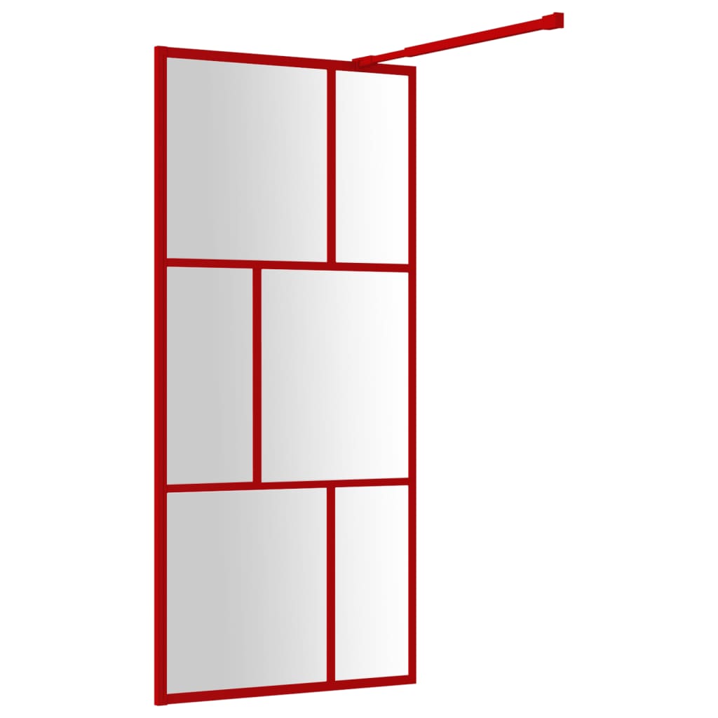 Brusevæg til bruseniche med ESG klart glas rød 90x195 cm