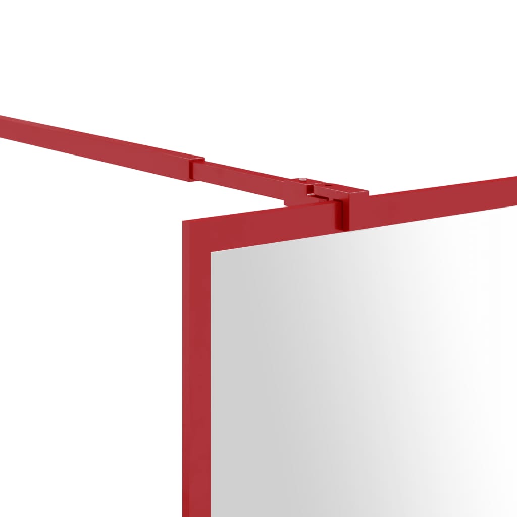 Brusevæg til bruseniche med ESG klart glas rød 90x195 cm