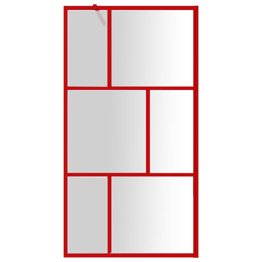 Brusevæg til bruseniche med ESG klart glas rød 100x195 cm