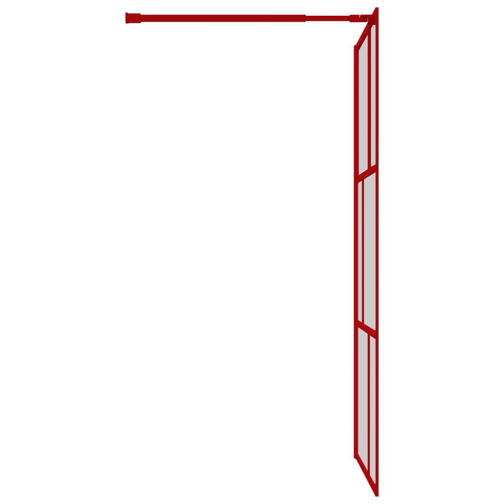 Brusevæg til bruseniche med ESG klart glas rød 100x195 cm