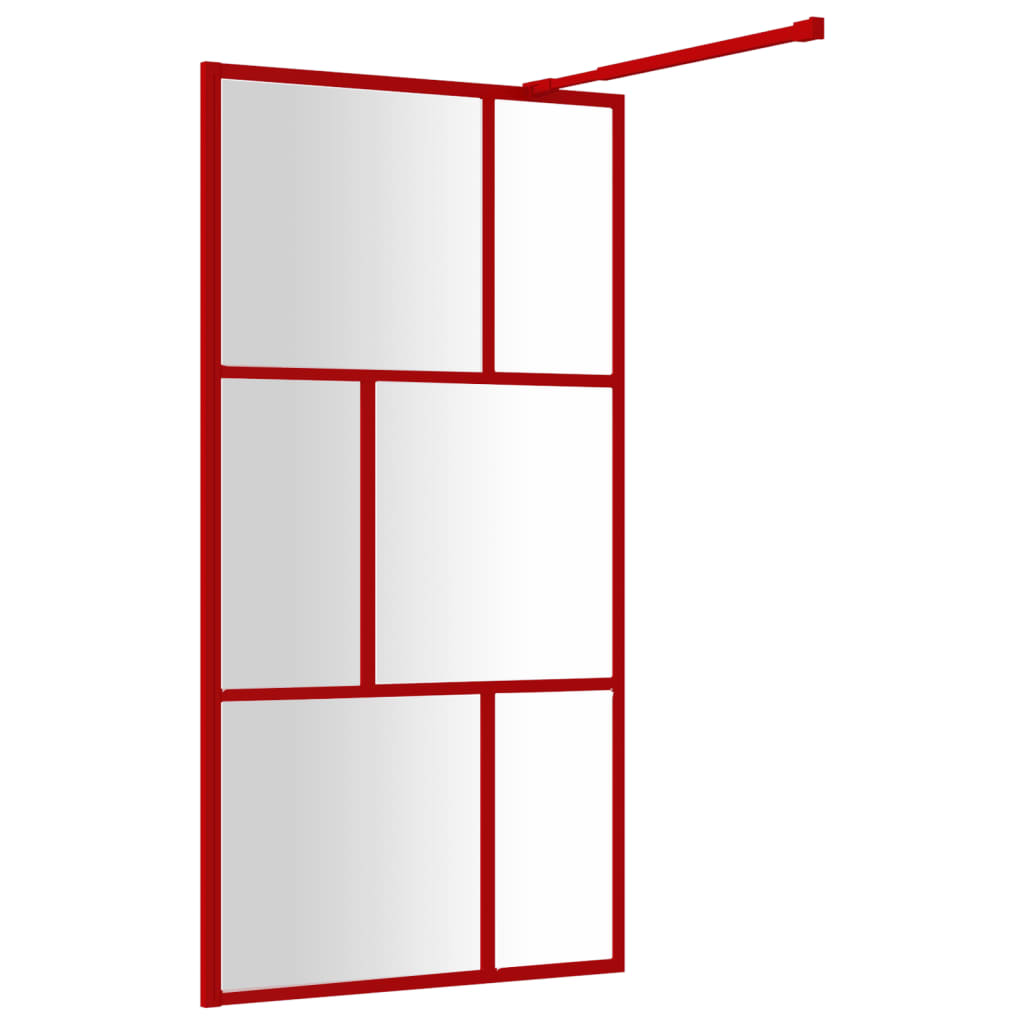 Brusevæg til bruseniche med ESG klart glas rød 100x195 cm