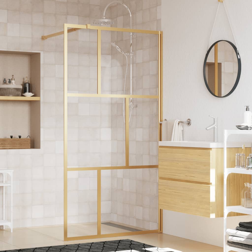 Bruseafskærmning til bruseniche ESG klart glas gyldent 100x195cm