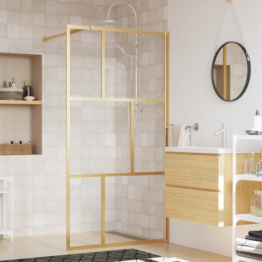 Brusevæg til bruseniche ESG klart glas Gyldent 115x195cm