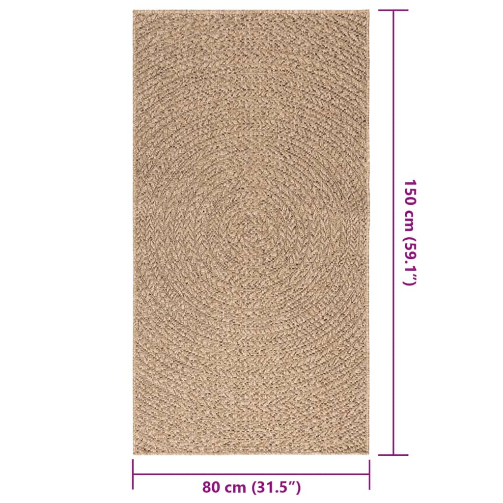 Tæppe ZIZUR 80x150 cm jute-look indendørs og udendørs