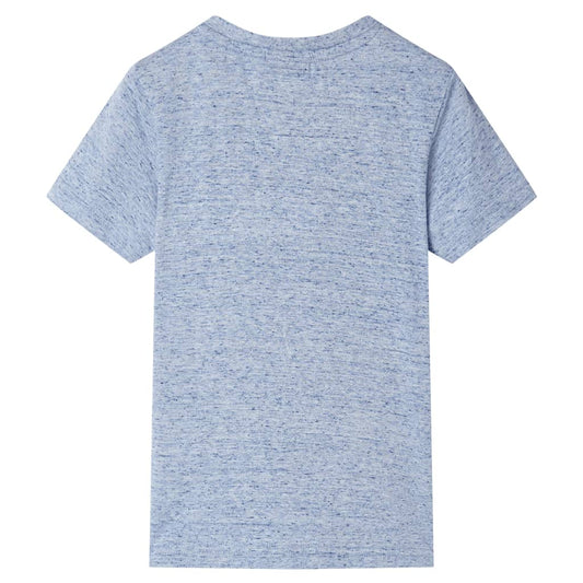 Kinder-Kurzarmshirt Blau Melange 140