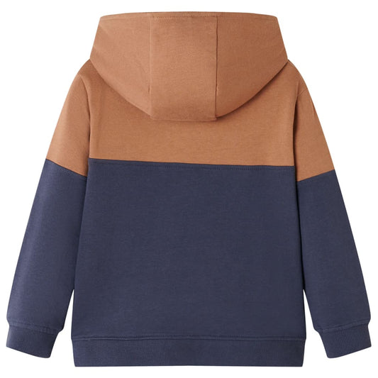 Kinder-Kapuzenpullover mit Halbem Reißverschluss Anthrazit Cognac 116