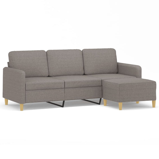 3-Sitzer-Sofa mit Hocker Taupe 180 cm Stoff