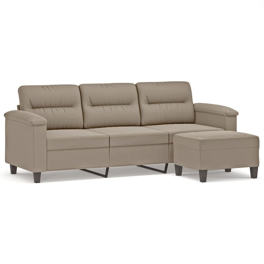 3-Sitzer-Sofa mit Hocker Taupe 180 cm Mikrofasergewebe