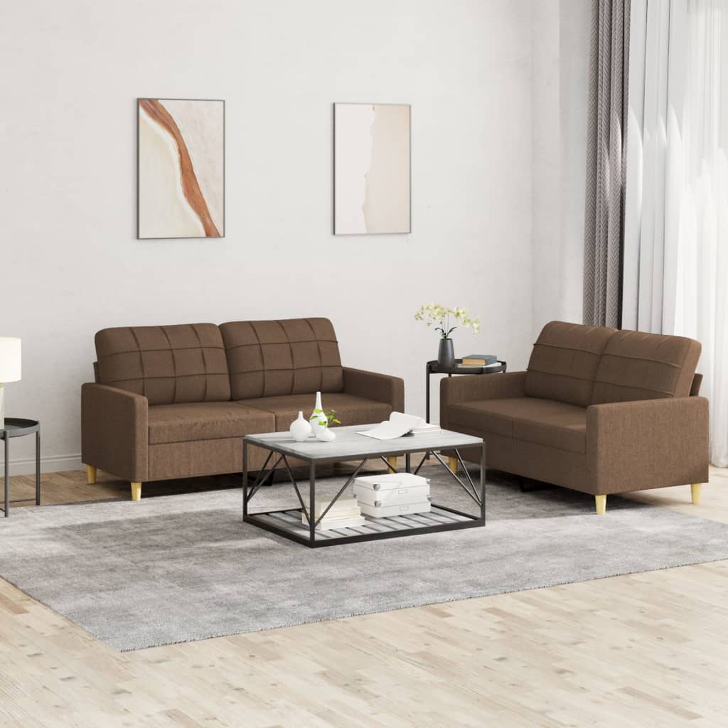 2-delt Sofasæt med puder brunt stof
