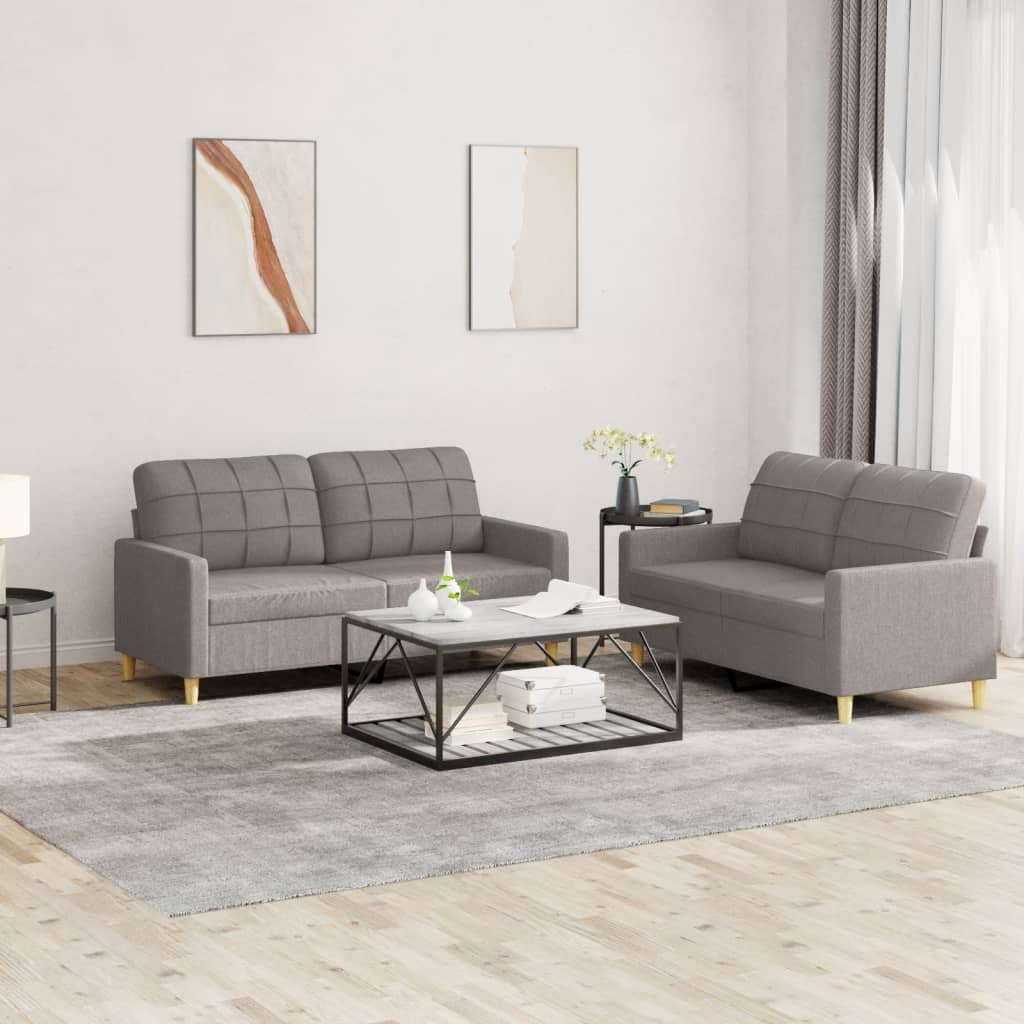 2-delt Sofasæt med puder i taupe stof