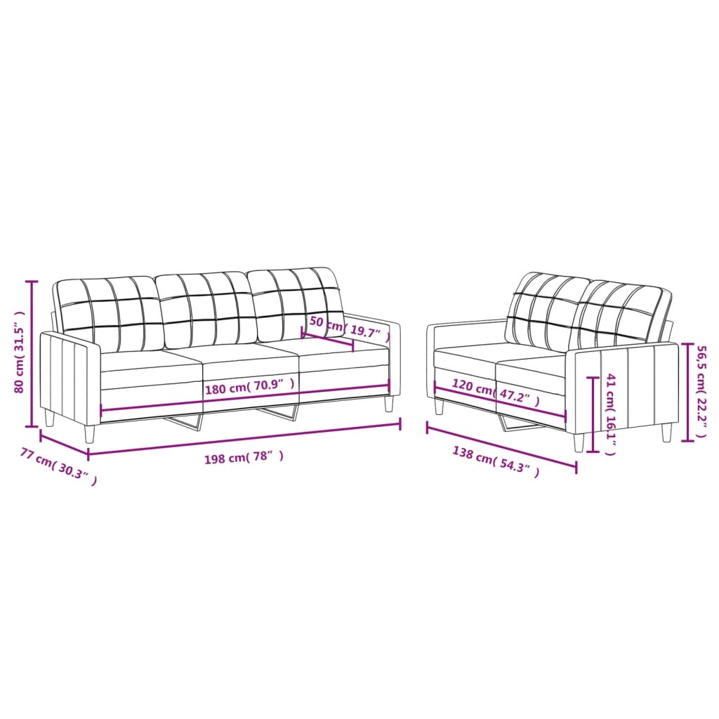 2-delt Sofasæt med puder i taupe stof