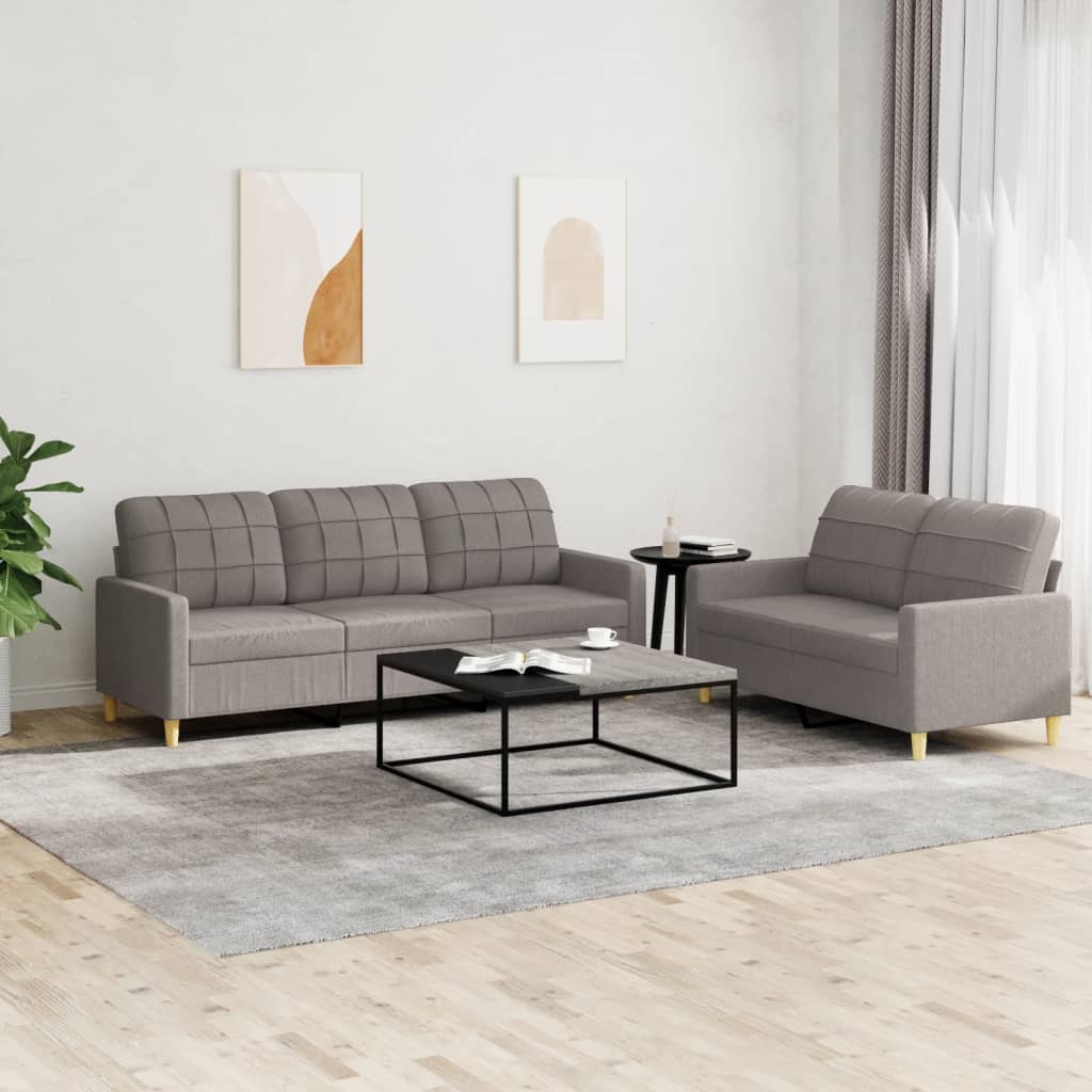 2-delt Sofasæt med puder i taupe stof