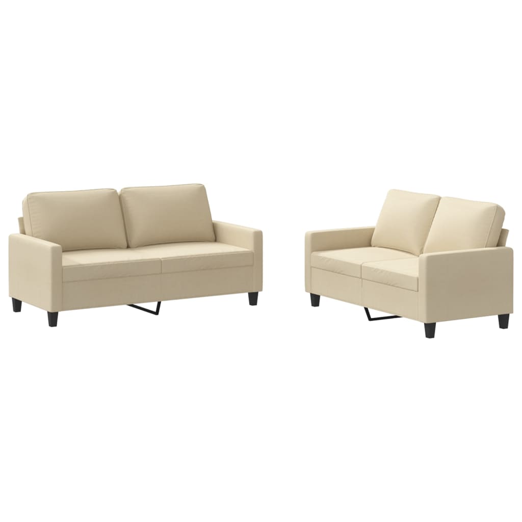 2-delt Sofasæt med puder cremestof
