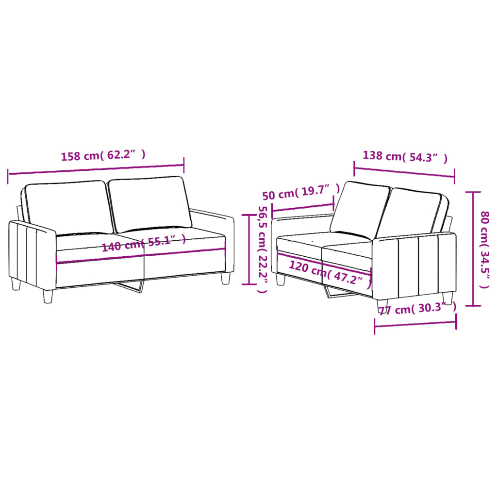 2-delt Sofasæt med puder i taupe stof