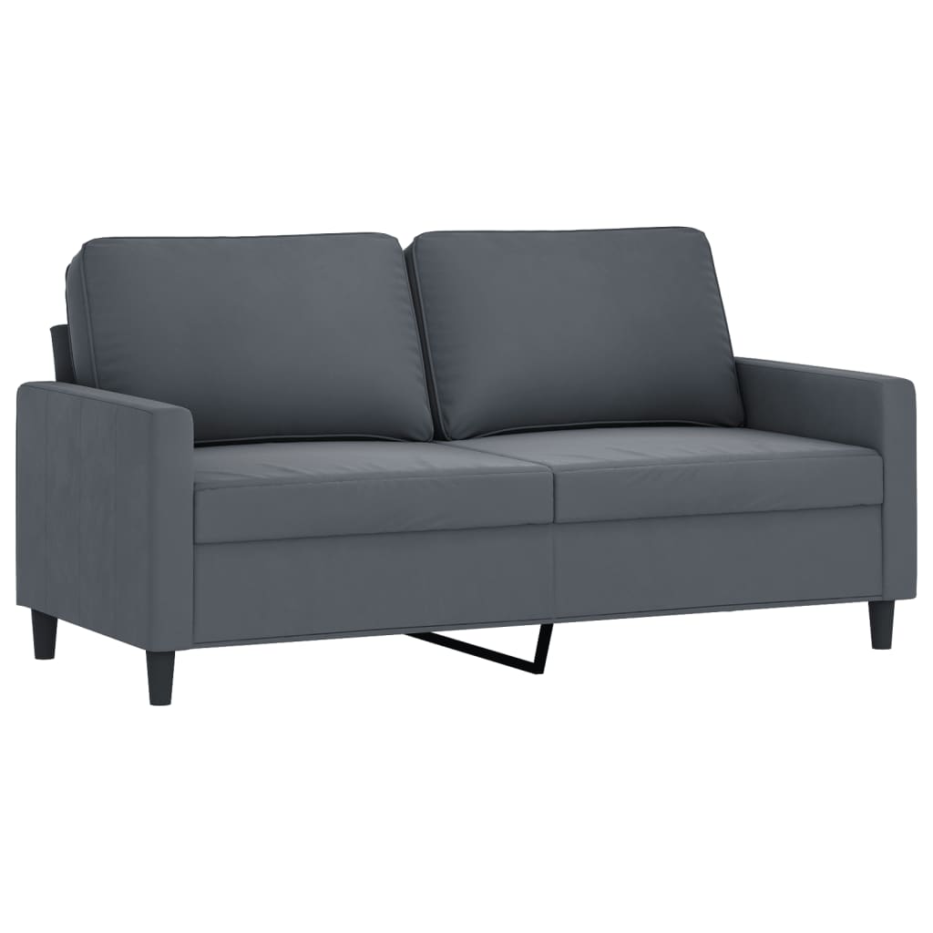 2-delt Sofasæt med hynder mørkegrå fløjl