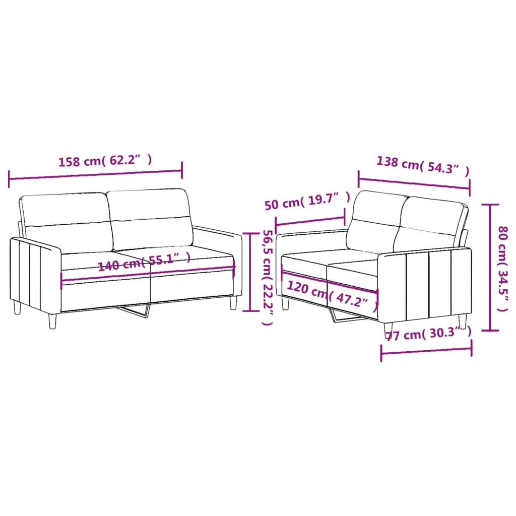 2-delt Sofasæt med puder i taupe stof